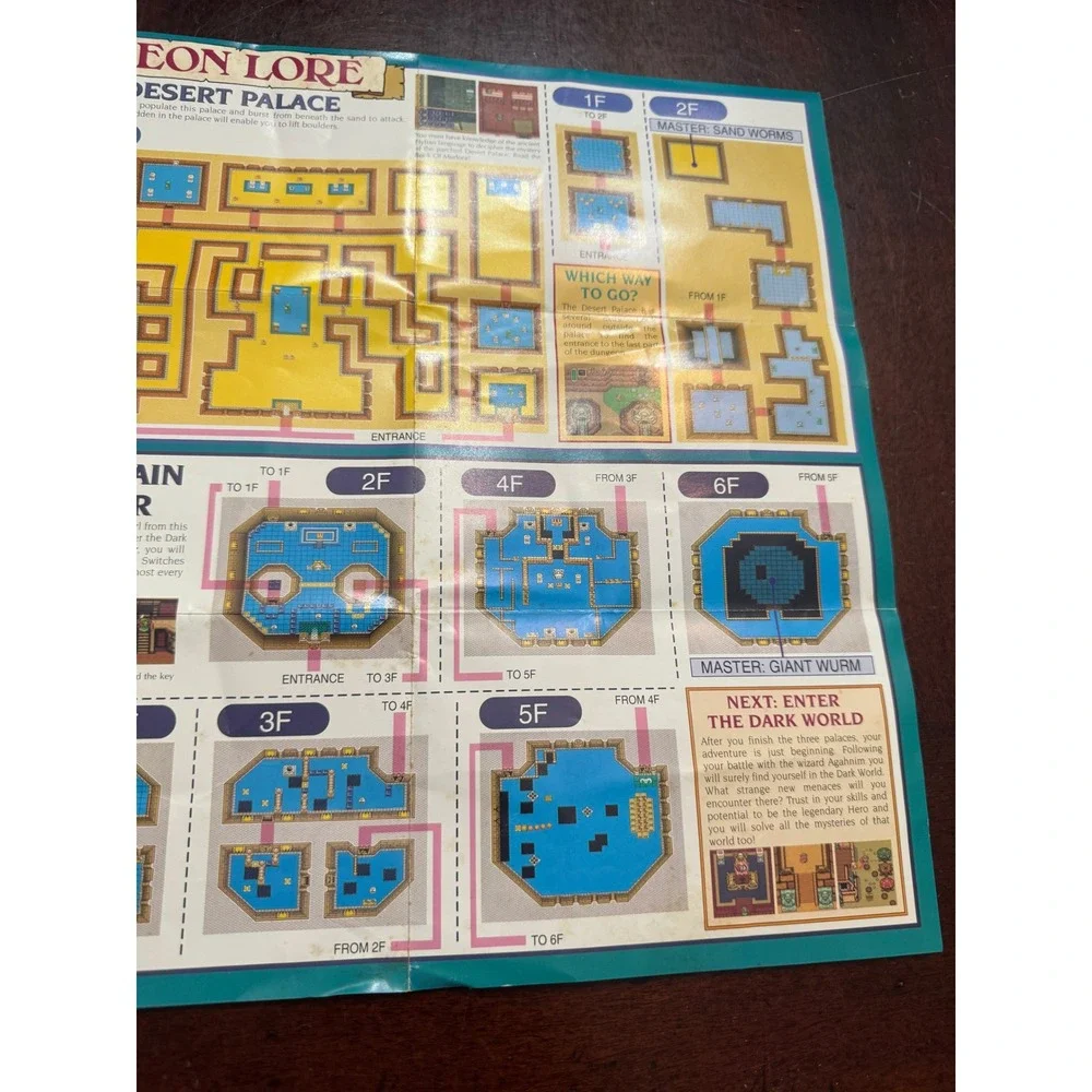 Vintage 1992 Legend of Zelda A Link to the Past SNES Map Overworld Dungeon Lore